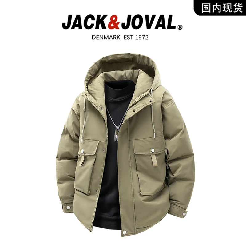 JACK JONAL 品牌新品冬季轻奢工装棉服冬季百搭保暖防寒连帽外套