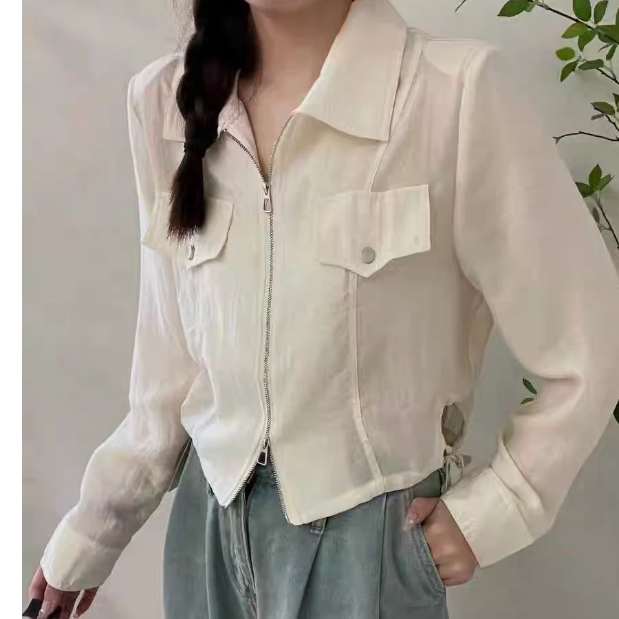 860 秋季新款时尚休闲宽松女拉链薄外套