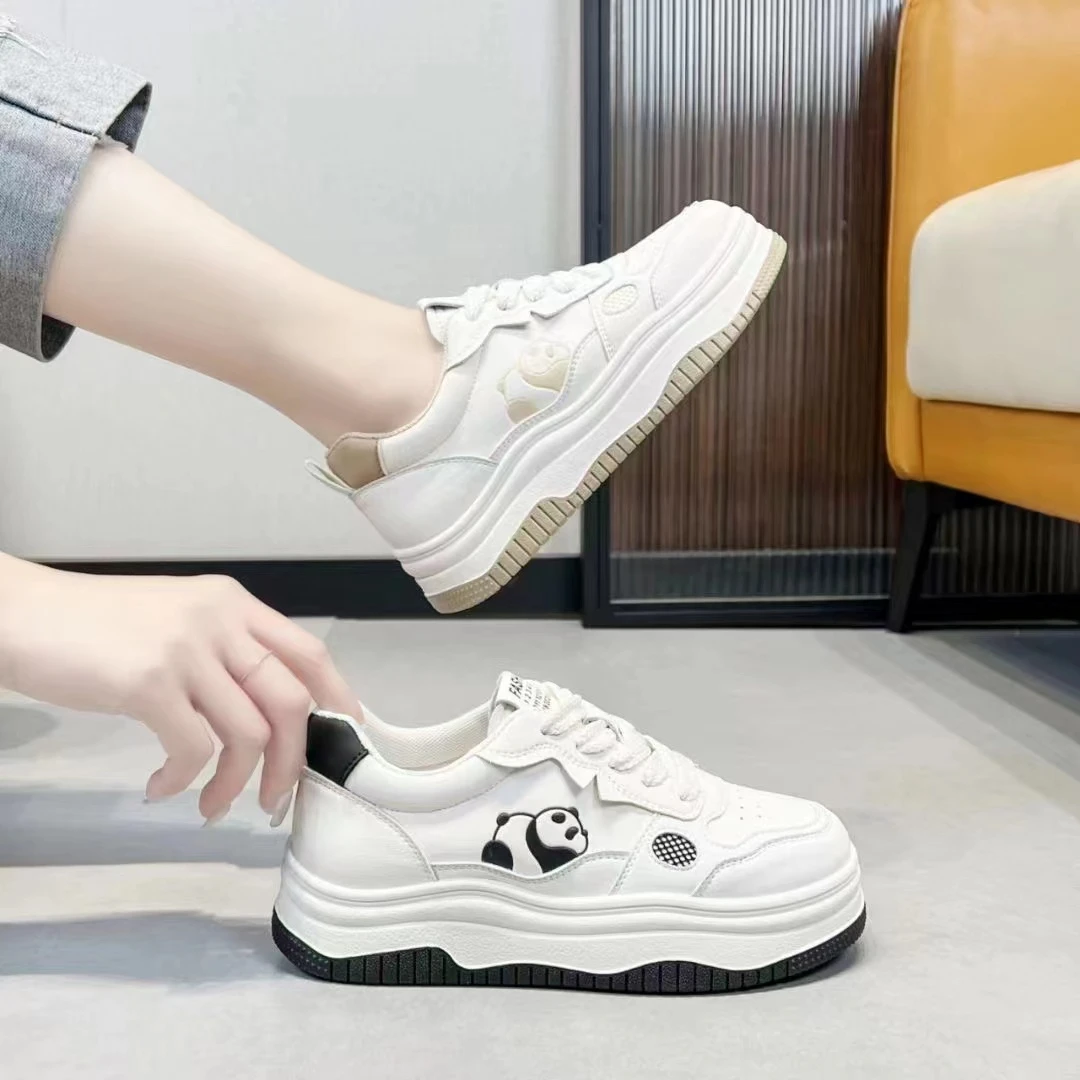 2168-2早秋新款厚底松糕拼色熊猫鞋休闲运动板鞋小白鞋