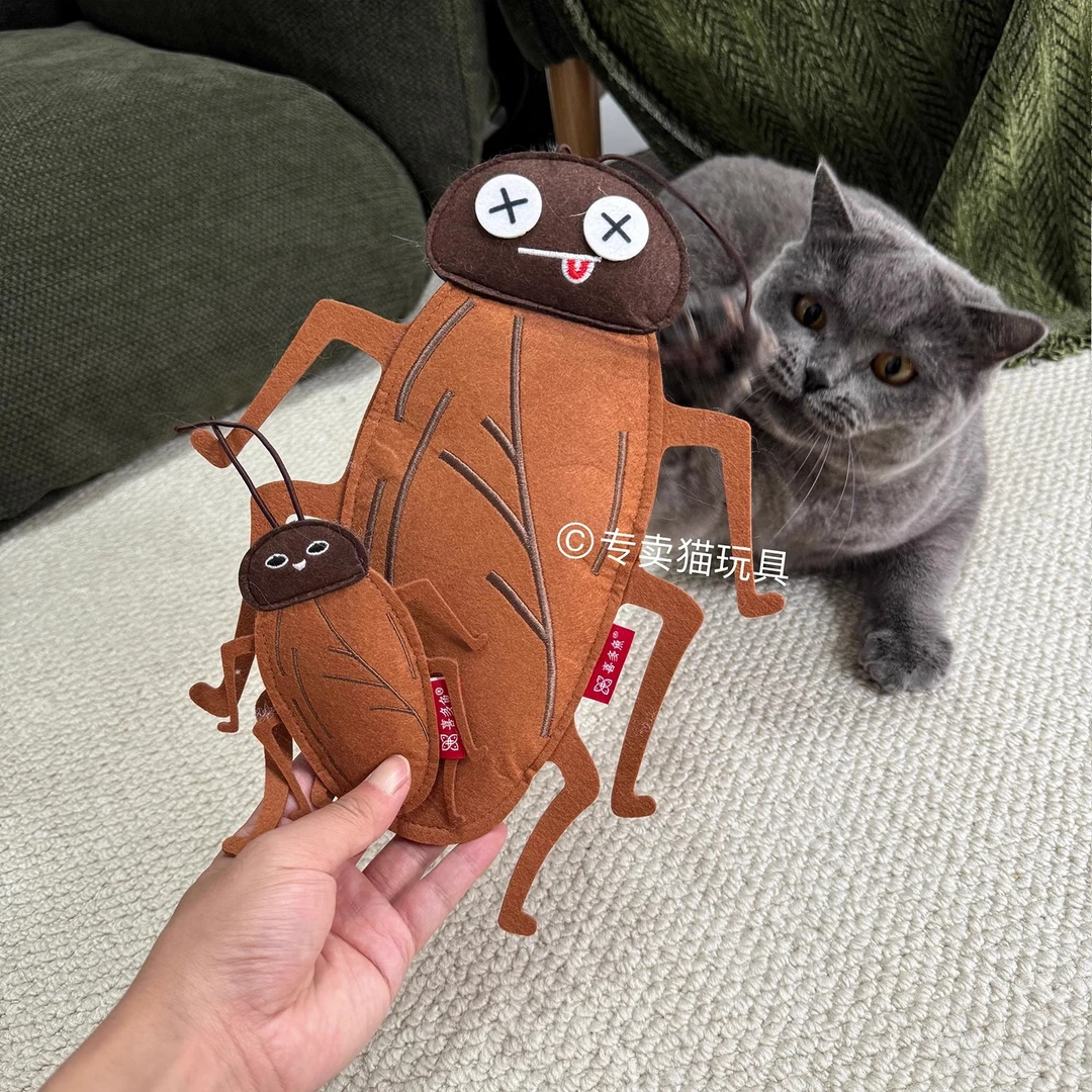 仿真大号蟑螂昆虫系列猫薄荷响铃玩具耐咬毛毡磨牙可爱瓢虫蜻蜓