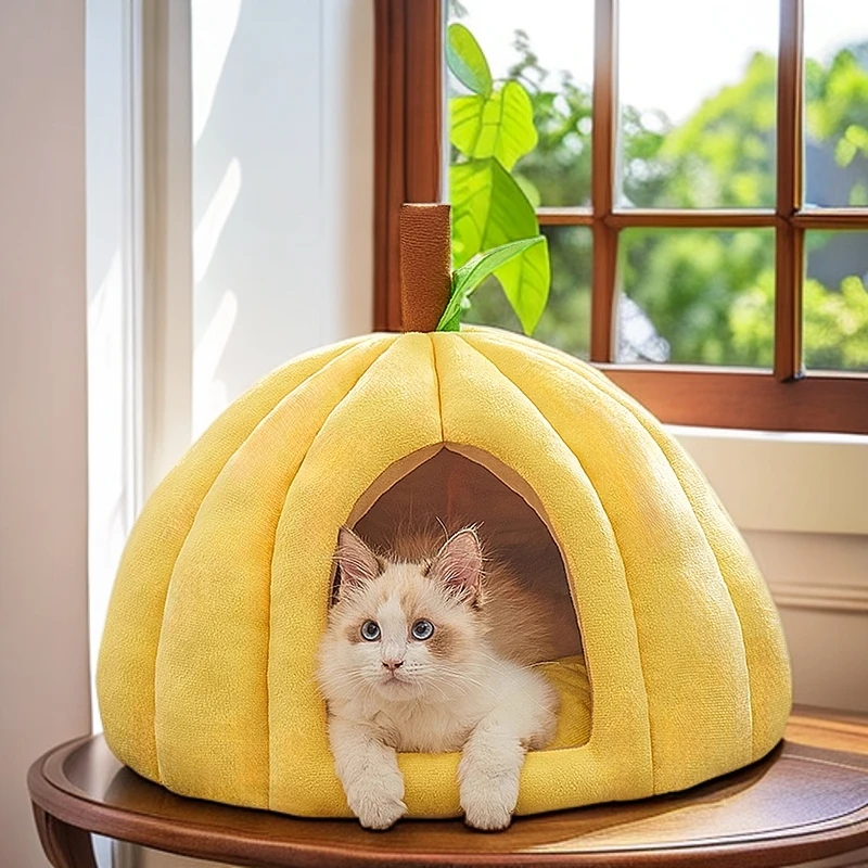 猫窝冬季保暖狗窝封闭式安全感躲避屋四季通用南瓜宠物睡觉窝用品
