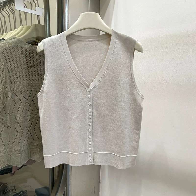 【幽梦-无袖开衫】夏季气质显瘦亲肤百搭时尚轻奢网红短袖上衣女