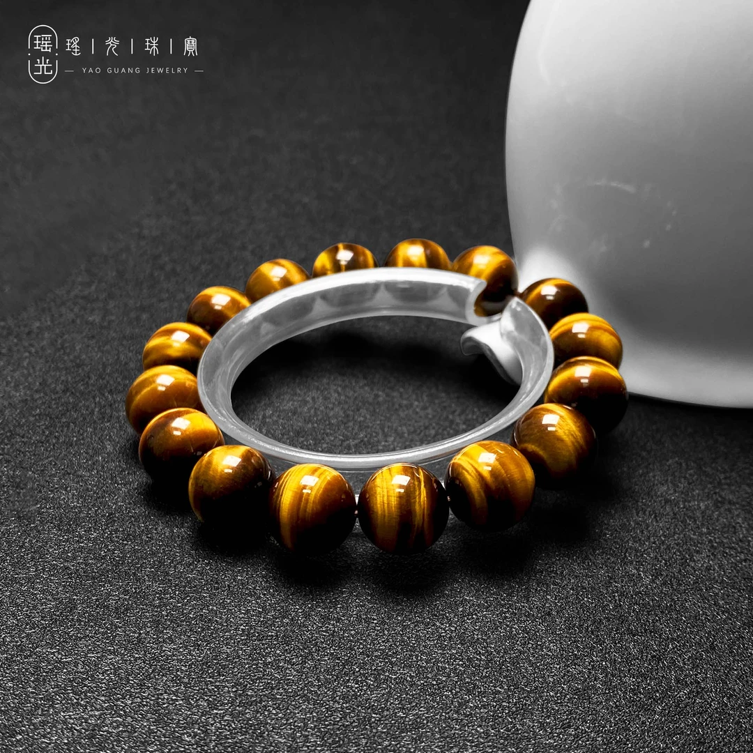 天然黄虎眼手链虎眼石圆珠虎眼睛单圈情侣款手串水晶-多样性发货