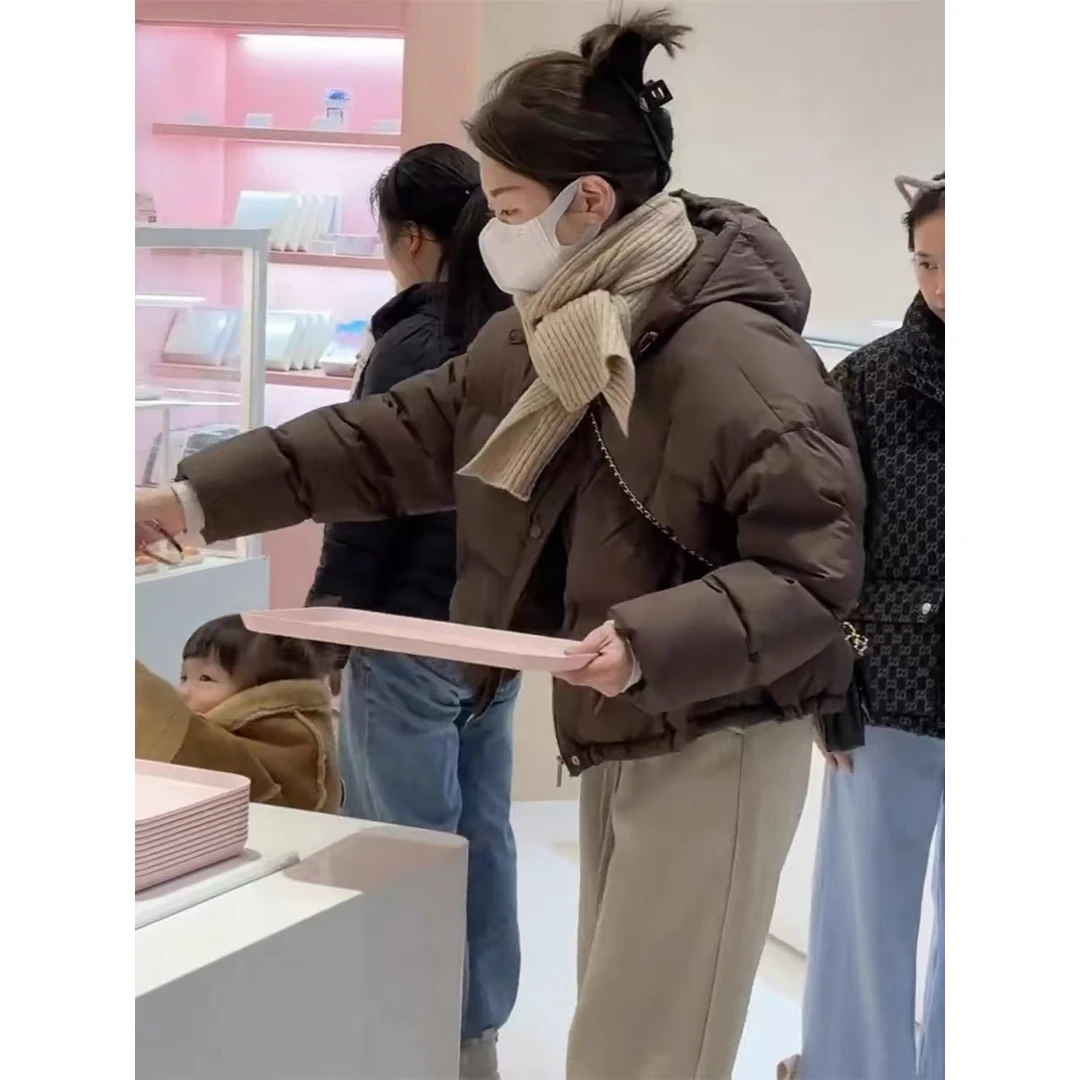 【柚子专属】美拉德咖色短款小个子连帽羽绒服女冬季2024白鸭绒6