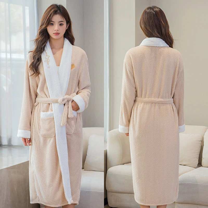 好贝尼浴巾女秋冬加厚可穿式珊瑚绒浴衣学生成人洗澡吸水长款浴袍