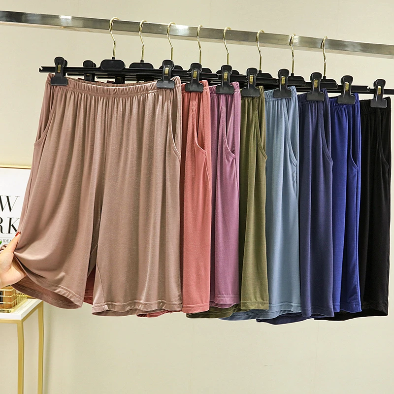 2023夏季薄款莫代尔五分裤女高腰显瘦宽松休闲裤大码睡裤短裤裙裤