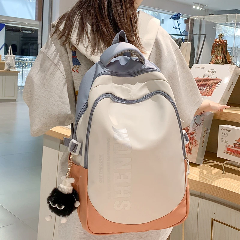 书包儿童小学生撞色学校背包初中生中学生ins高质量批发双肩包包