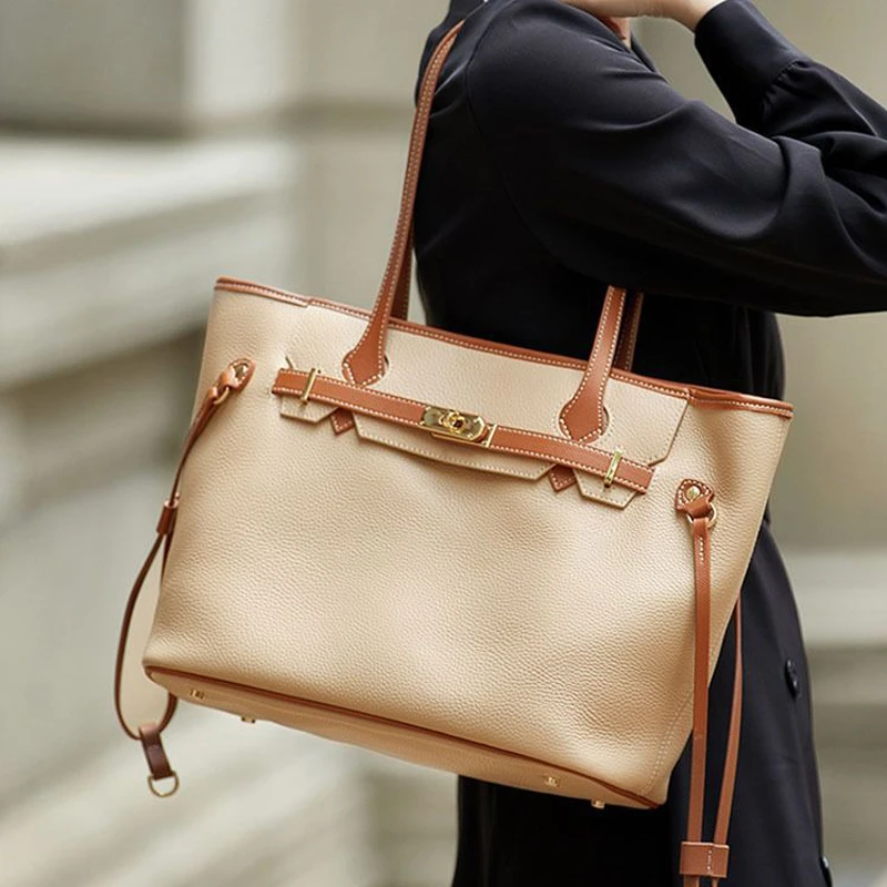 大容量包包托特包高级感真皮女包结实耐用头层牛皮女士单肩通勤包