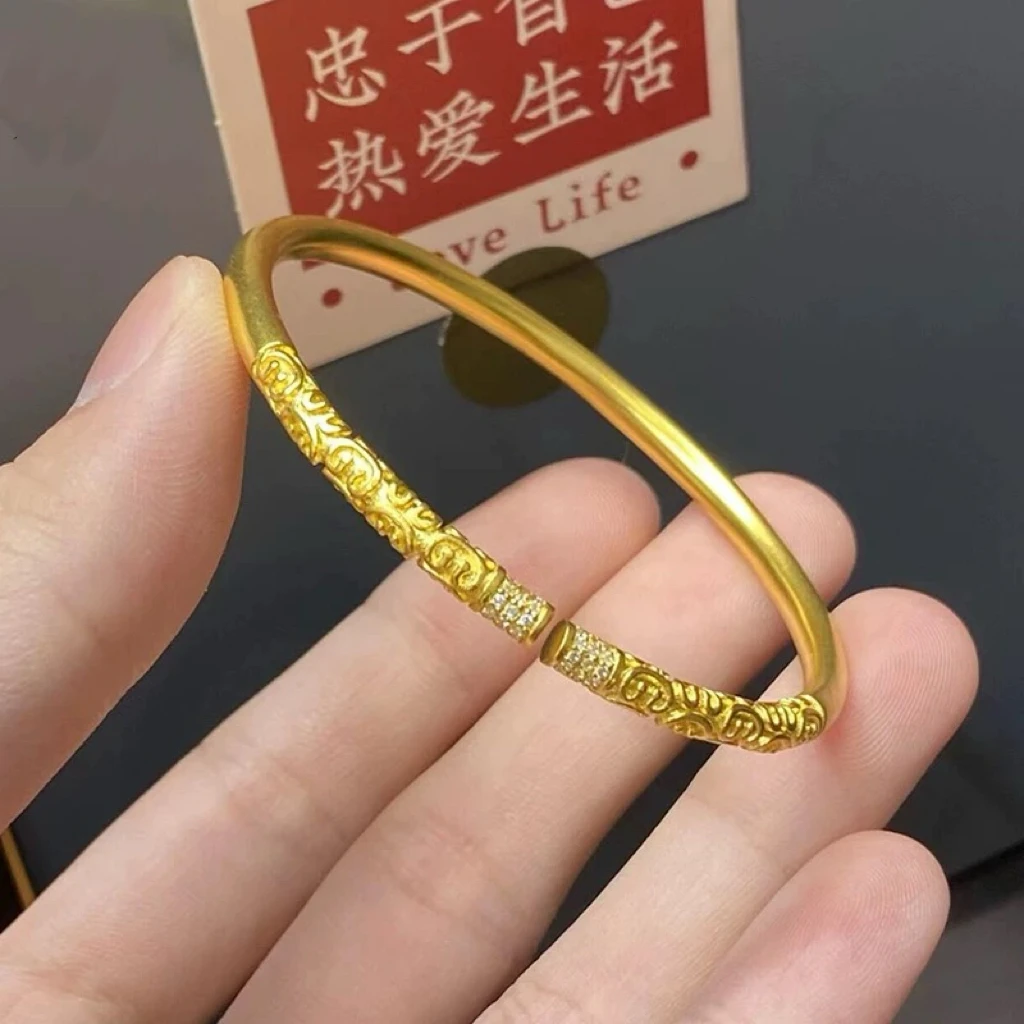 铜合金手镯 新中式金箍棒祥云纹手镯女开口送女友礼物情侣