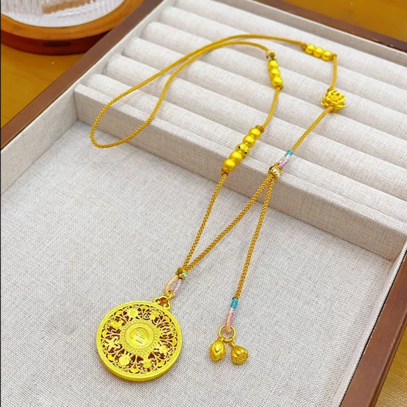 铜合金吊坠 新款八宝罗盘吊坠项链八瑞吉祥精致毛衣链女送礼