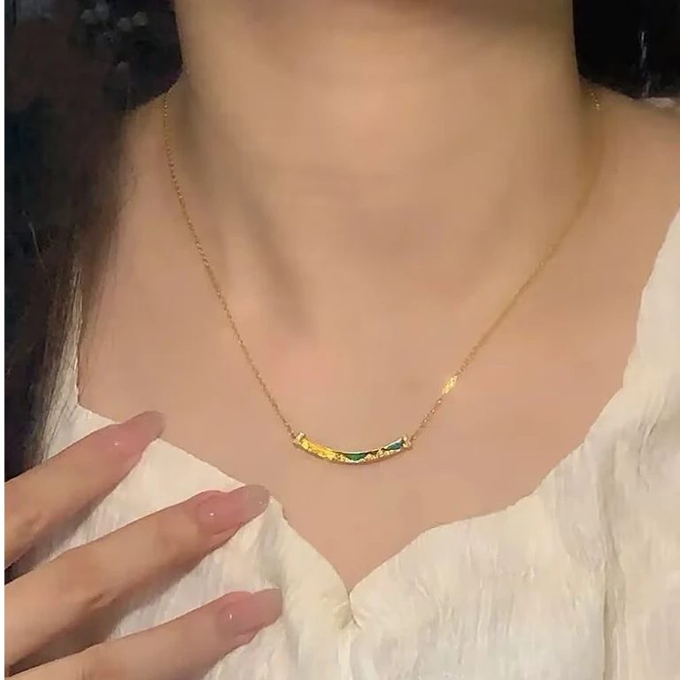 铜合金项链 新中式倾城一笑项链锁骨链轻奢高级送女友礼物