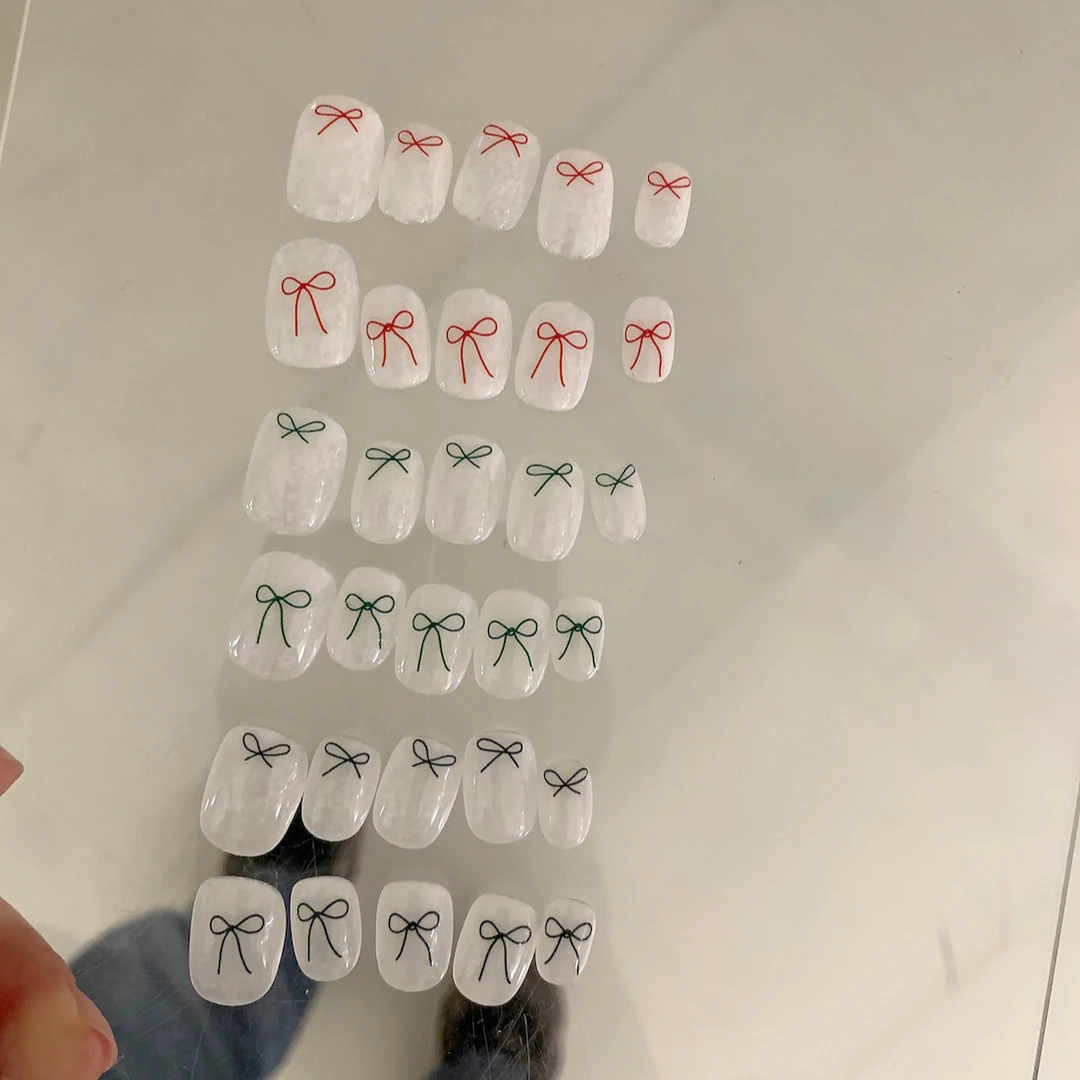 TWINL定制出品 ins风美甲蝴蝶结贴纸 韩风黑色红色蝴蝶结薄韧贴纸