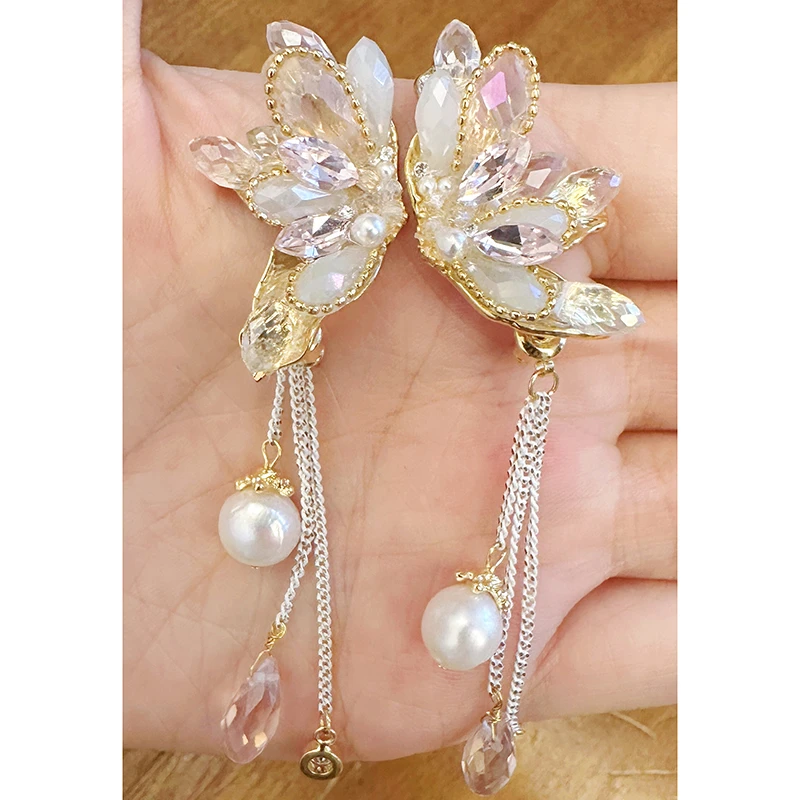 合金耳饰 手工蝴蝶设计2024百搭个性优雅仙气轻奢耳饰