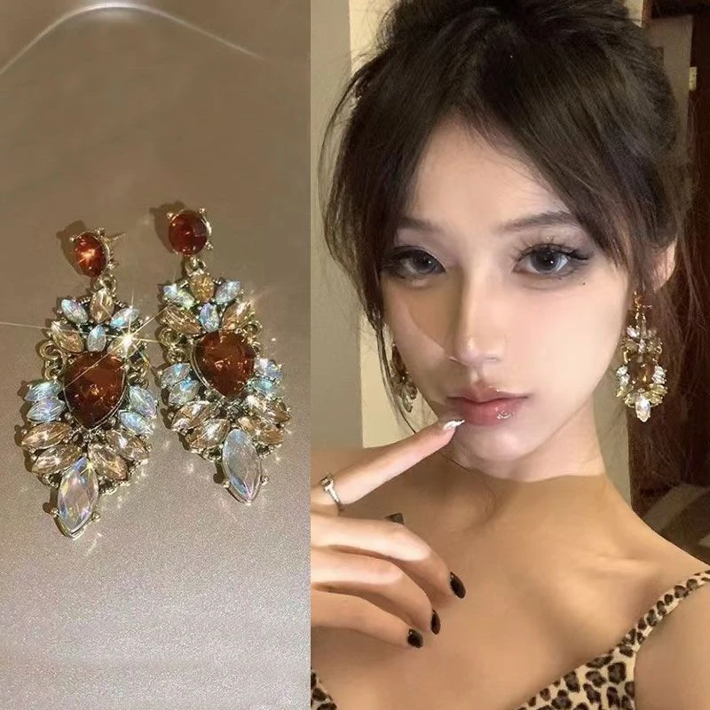 铜合金耳饰 重工系列~复古欧美民族风耳钉百搭水滴耳环女耳夹