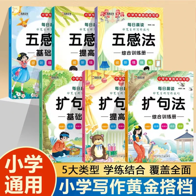 小学生五感法思维导图一二三年级看图写话扩句法写作技巧素材积累