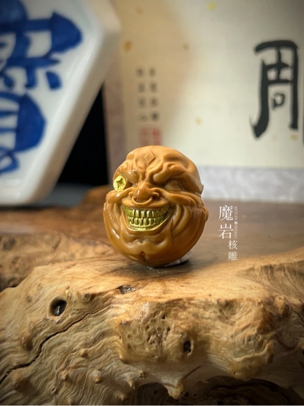 橄榄核雕 恶僧尺寸1.7 配饰 描金漆工艺 非镶嵌 财迷恶僧