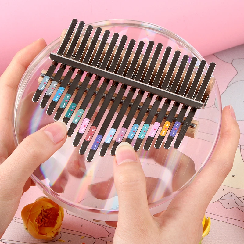 17音圆形水晶手指琴21音卡林巴kalimba 初学者亚克力水晶