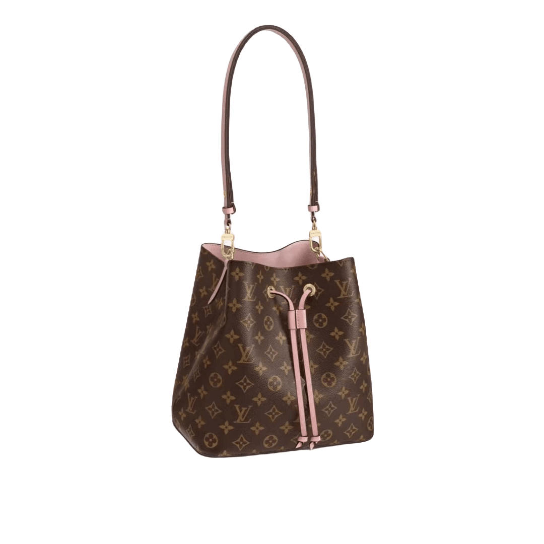 99新 LouisVuitton/路易威登 老花粉色NEONOE系列水桶包抽绳