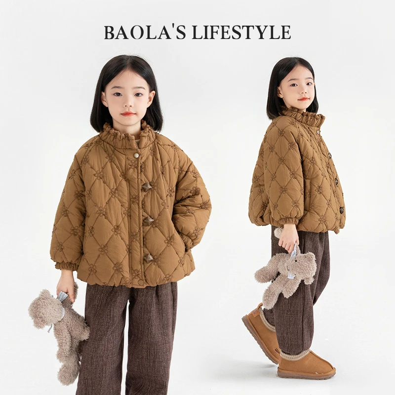 【六芒星】韩系复古秋季女童洋气韩版毛感保暖加厚棉服-LD092