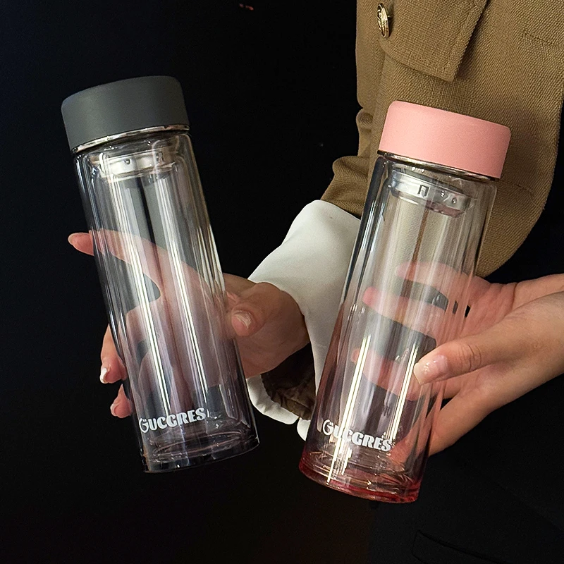 双层隔热茶杯茶水分离家居爆款男女居家耐高温精致防爆泡茶玻璃杯