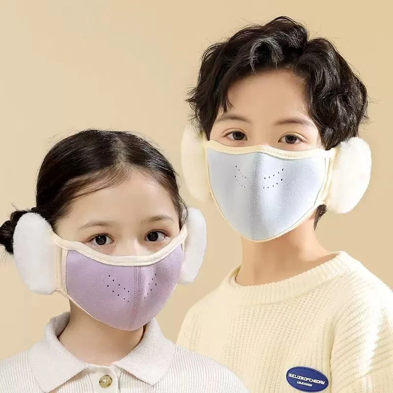 儿童保暖口罩男女童上学防风防寒透气护耳耳罩秋冬防尘面罩可水洗