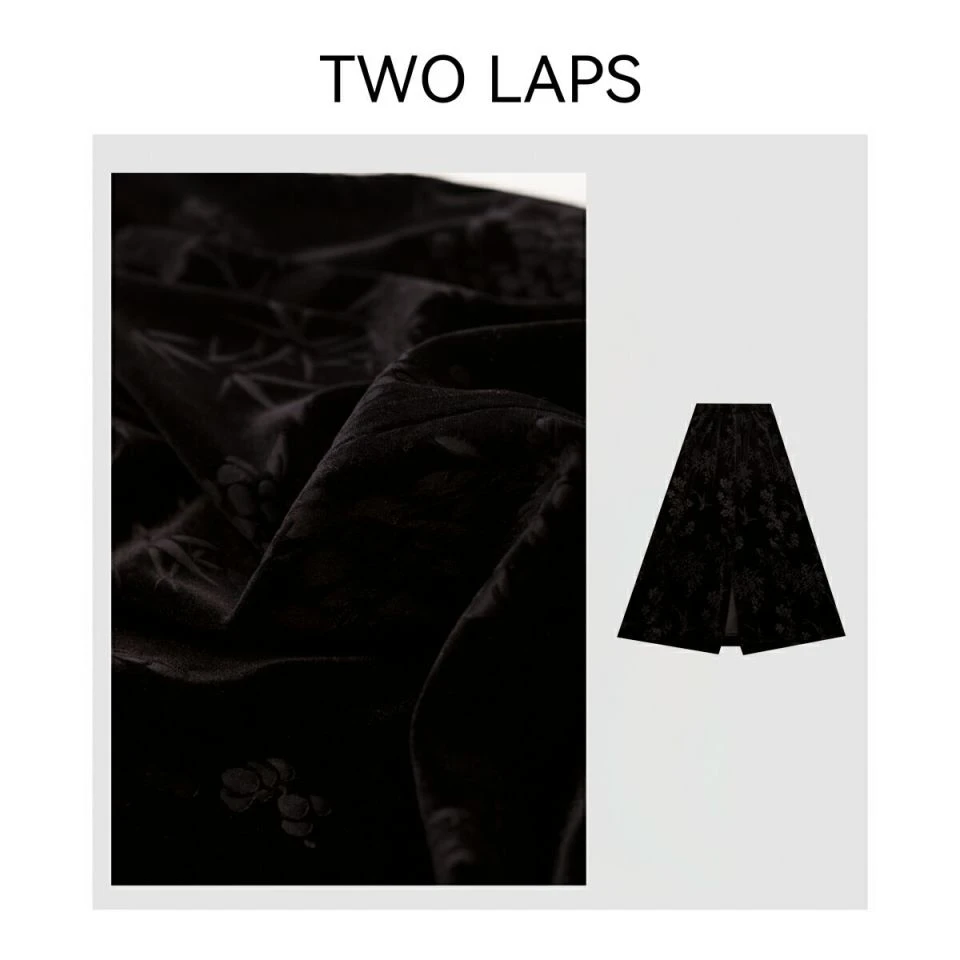 TWO LAPS【黑色压花半身裙】秋冬时尚气质丝绒压花黑色半身裙30085