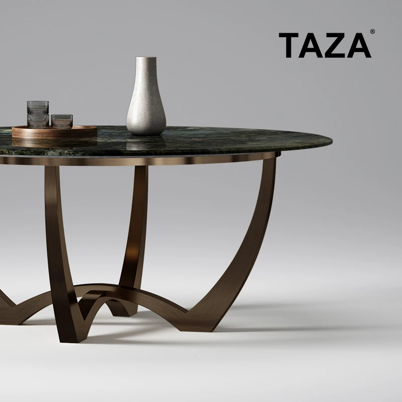 TAZA 意式极简原木圆餐桌 现代轻奢设计师新款 家用餐厅饭桌A253