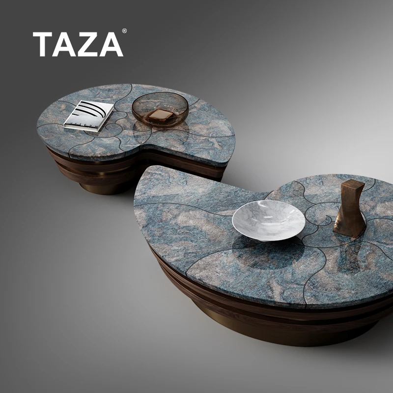 TAZA 海螺茶几组合设计师款客厅全屋胡桃木系列 天然奢石茶几A511