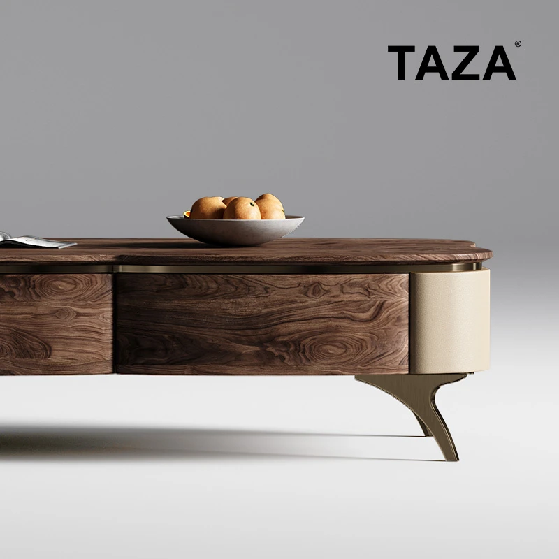 TAZA 意式黑胡桃木茶几 现代轻奢客厅系列 长方形高级感茶几A553