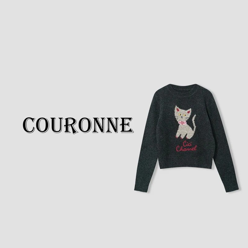 【小熊】-秋冬减龄毛衣小猫百搭针织衫软糯高级感铃铛猫咪毛衣30034