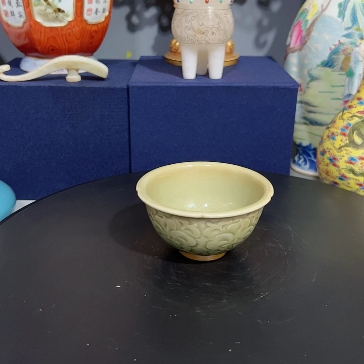 摆件耀州窑刻花茶盏