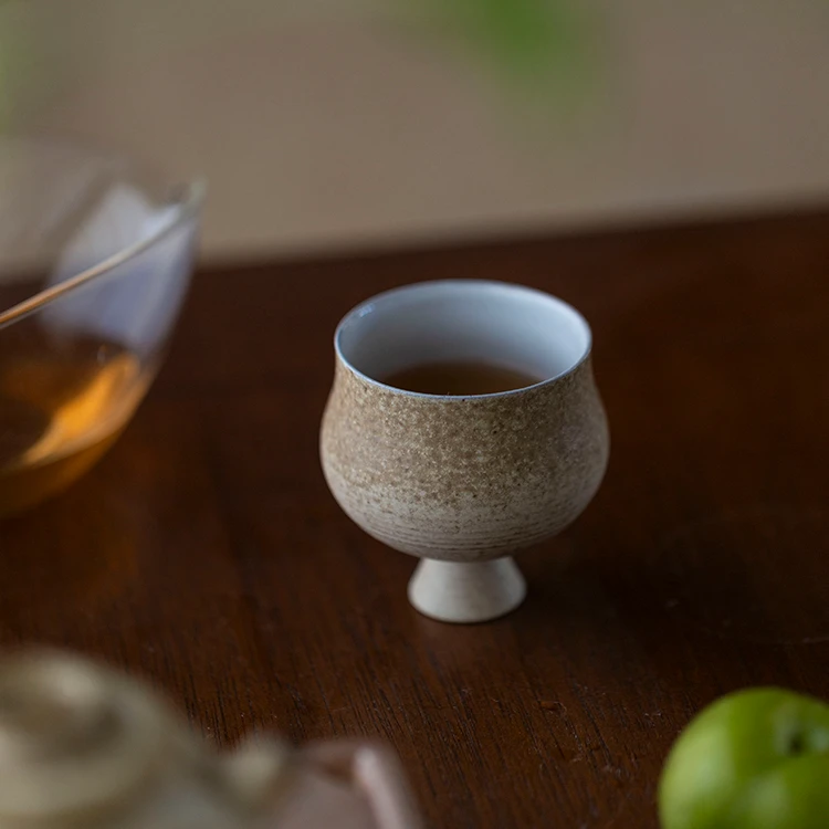 梵汝 斑绿迟归主人杯诧寂风手工茶杯茶垫家用功夫茶小杯品茗杯
