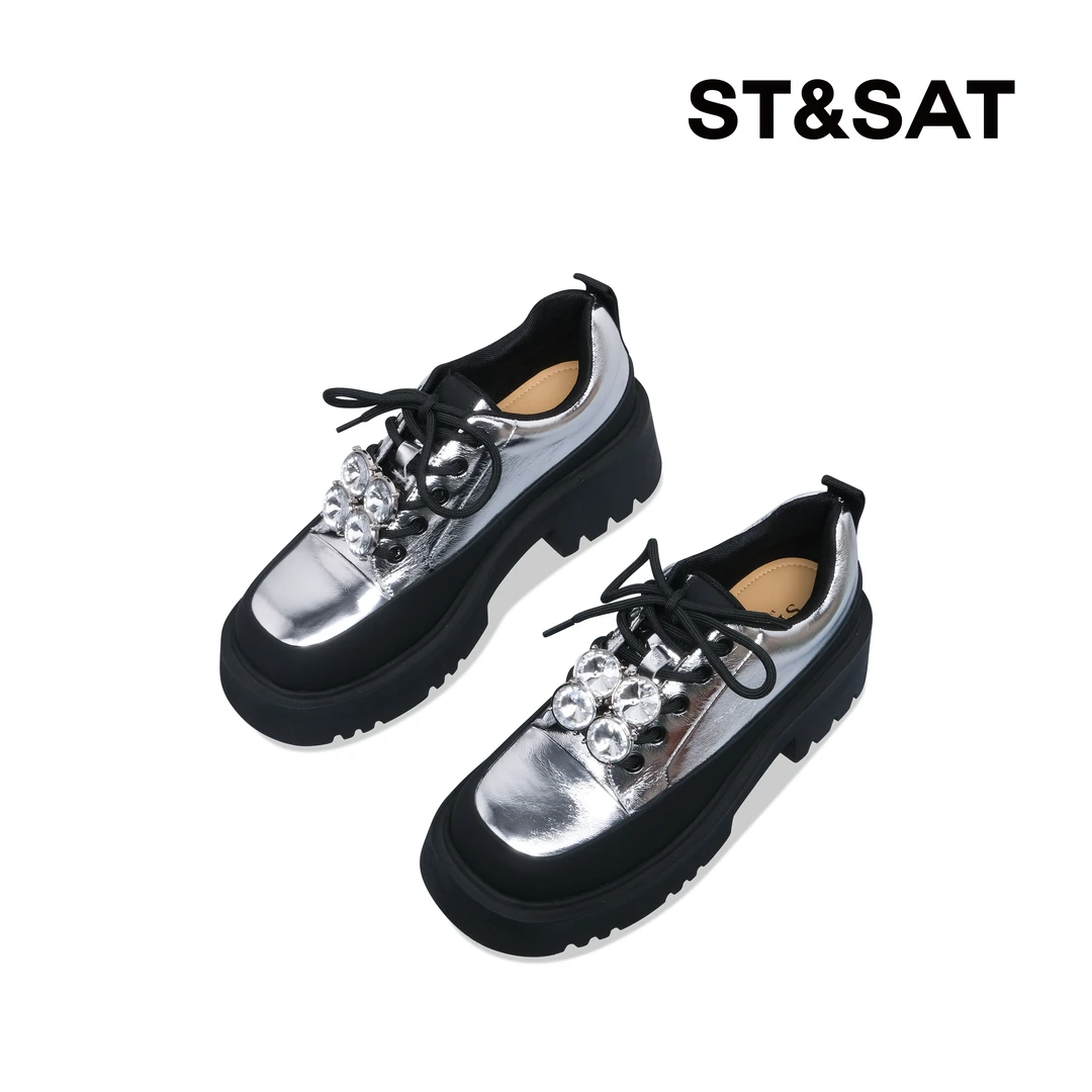 星期六厚底休闲风jk小皮鞋气质圆头百搭配裙子女款乐福鞋千金鞋子