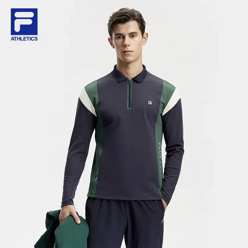 斐乐FILA【时尚运动+针织长袖衫】24网球户外长袖polo衫A11M413203F
