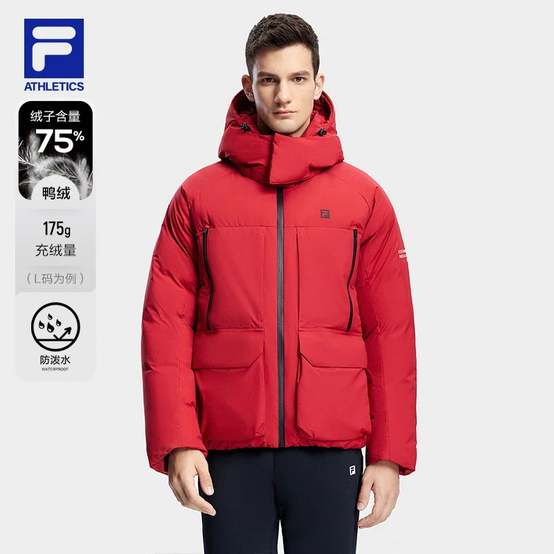 Fila/斐乐男【防水多兜连帽羽绒服】冬季保暖加厚外套A11M341907F