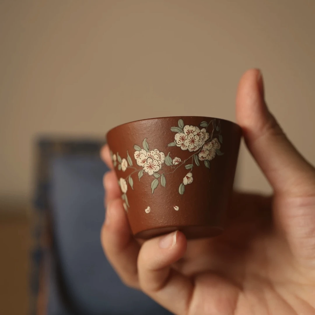 【樱落 】泥绘紫砂主人杯原矿文人雅致主人杯 女士茶礼品茗闻香杯