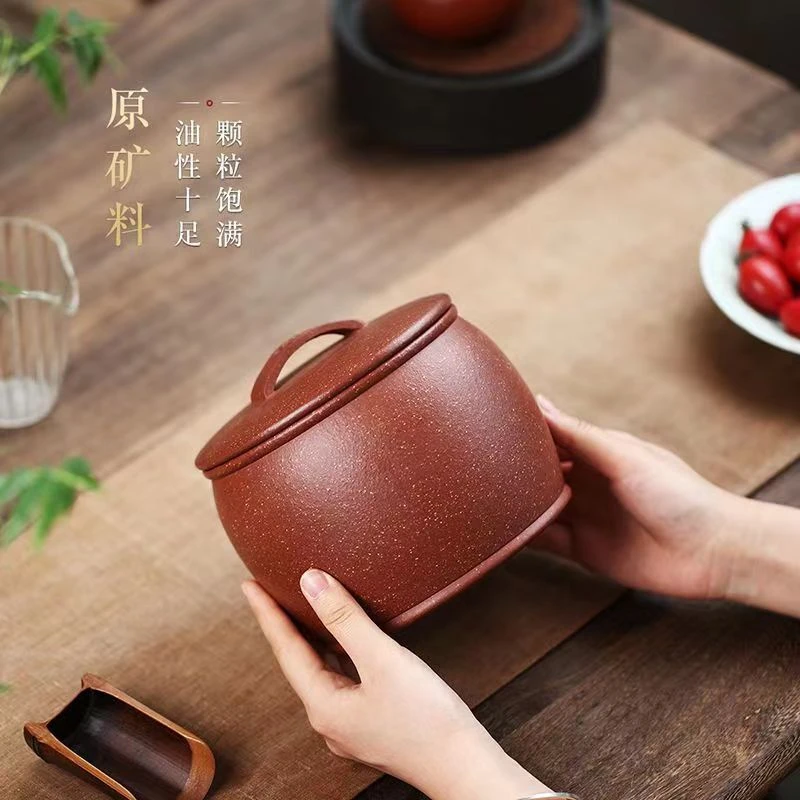 宜兴茶叶汉瓦罐子纯手工密封罐家用储茶罐一斤装原矿降坡泥