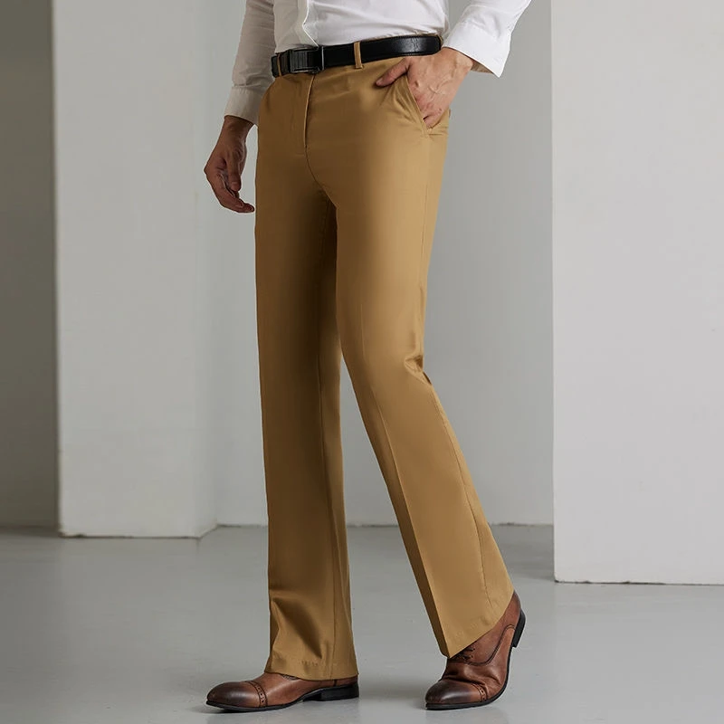 青年喇叭西裤男商务修身垂感阔脚直筒西装裤韩版休闲免烫垂顺男裤
