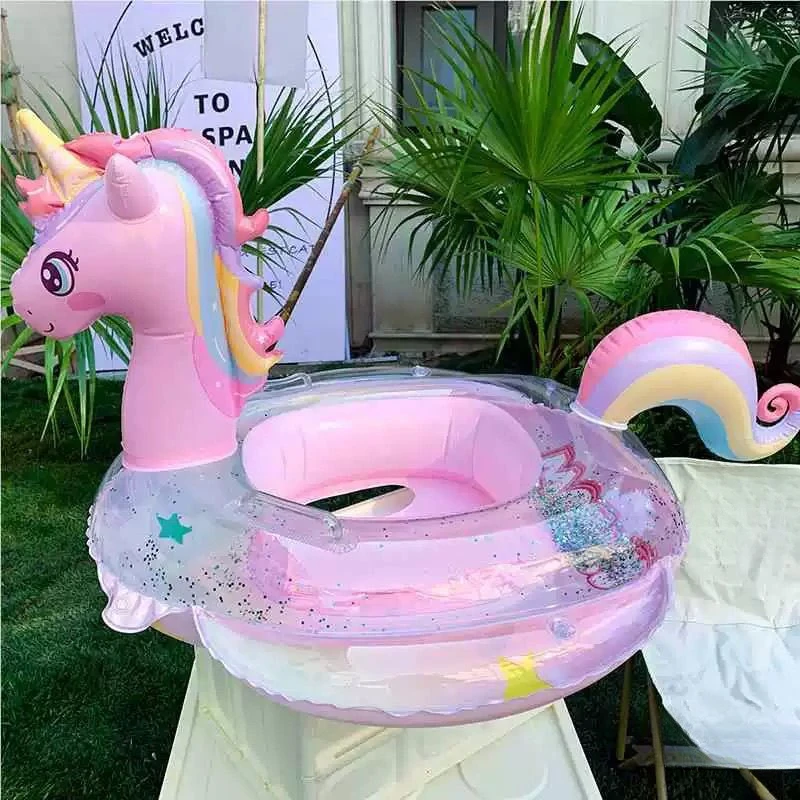 网红ins彩虹马儿童座圈加厚婴幼儿坐圈女童游泳圈宝宝美人鱼泳圈