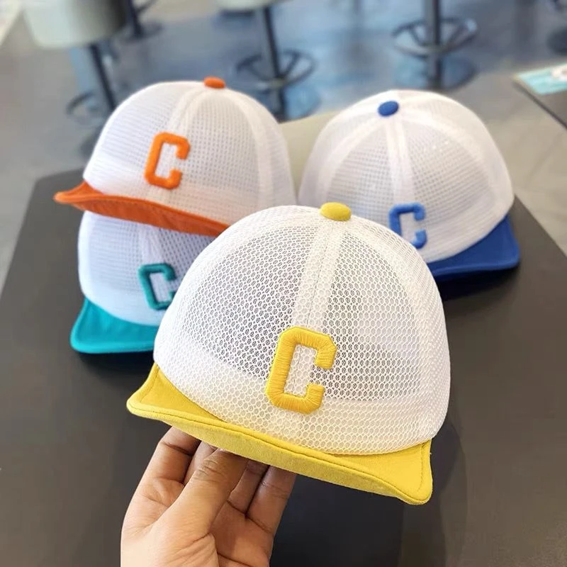 婴儿网眼太阳帽夏天宝宝遮阳帽男女儿童鸭舌帽可爱软檐棒球帽透气