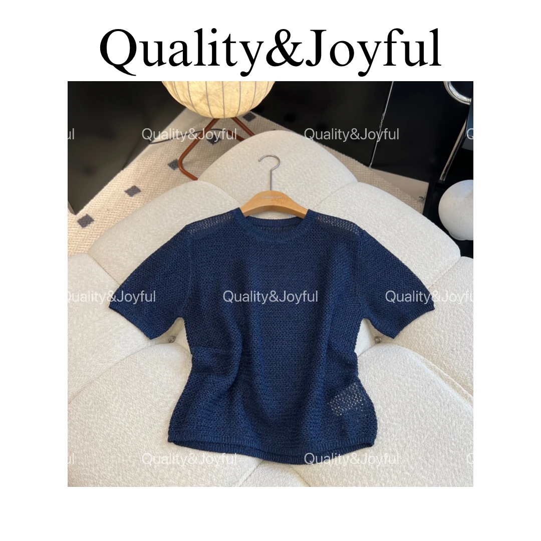 【春闺夏至】夏季款和纸纱镂空针织透气休闲通勤百搭显瘦短上衣