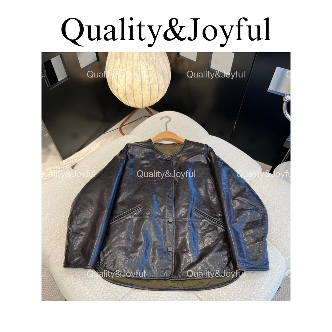 【纽约时报】油蜡真皮羽绒外套正反两穿冬季加绒羊皮革外套