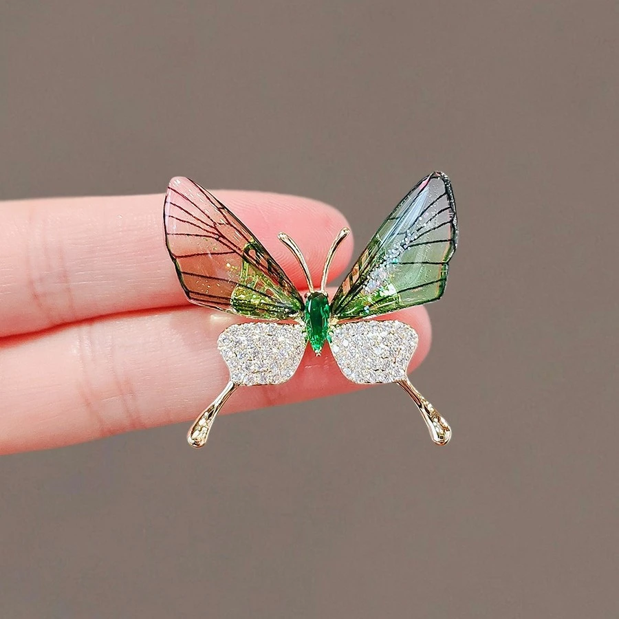 合金胸针 高档小众蝴蝶胸针个性百搭胸花彩色女西装别针优雅配饰