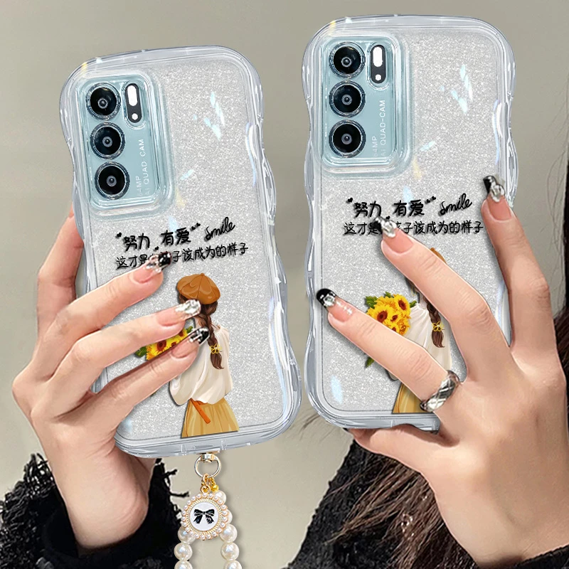 适用opporeno6手机壳努力有爱透明硅胶软壳镜头全包防摔保护套