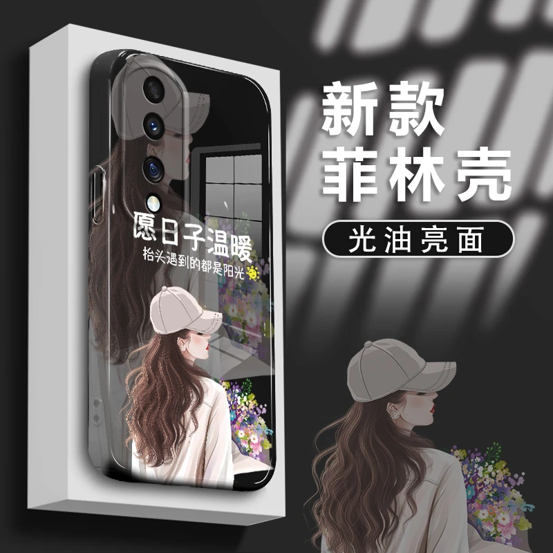 适用于华为荣耀70Pro手机壳菲林壳愿日子温暖镜头全包防摔保护套