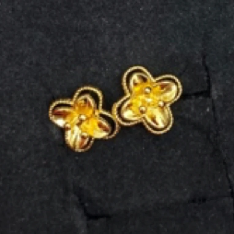 铜合金耳饰 幸运草黄色耳环耳钉时尚简约新款四叶草耳钩礼物