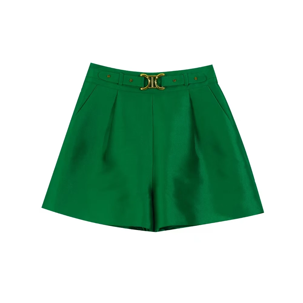 新款A字收腰显瘦金属扣短裤8831211