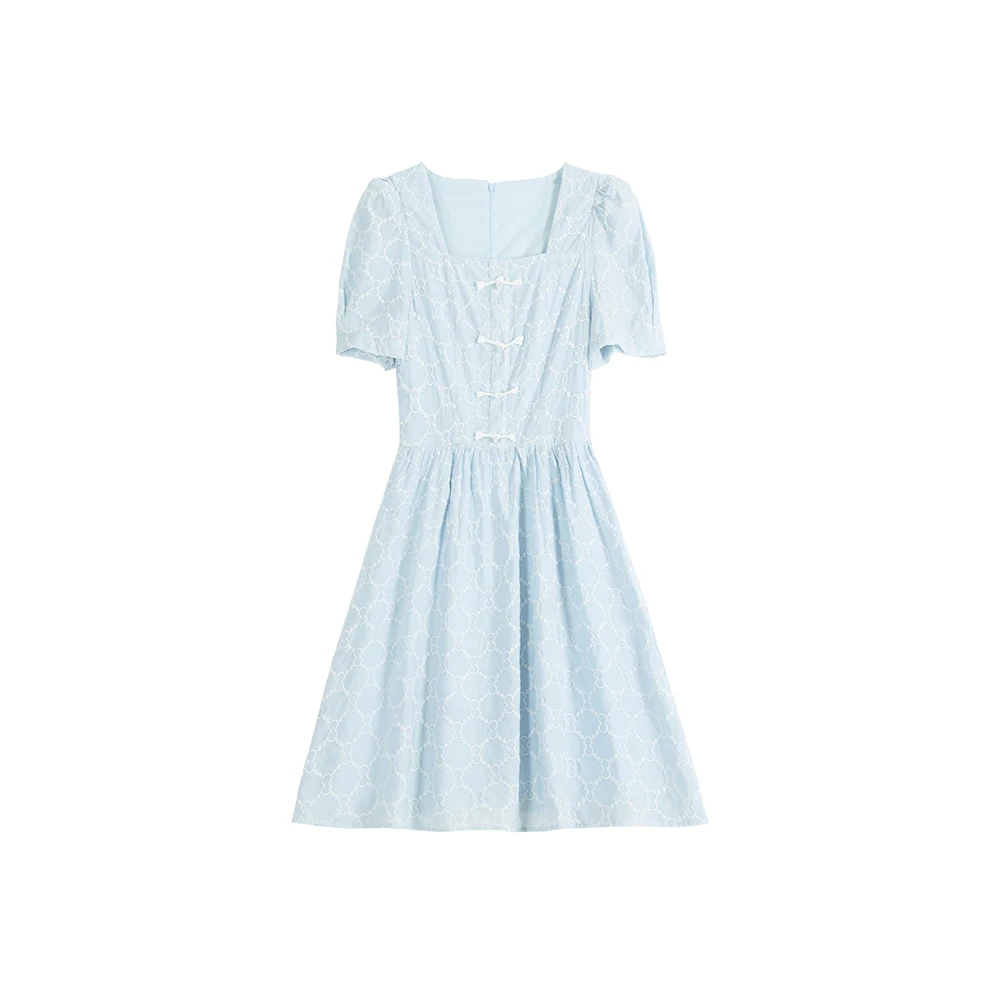 【封后轻奢设计】新款甜美时尚显瘦刺绣连衣裙98255