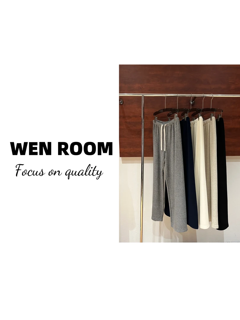【WEN ROOM】”纸片人”直筒裤加绒加厚抽绳休闲运动裤