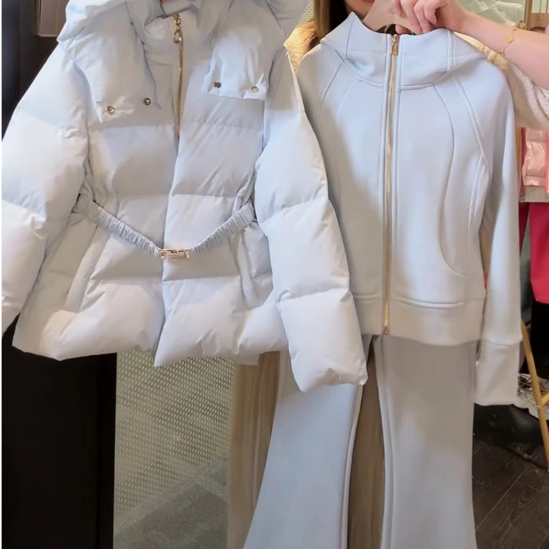 女童加厚羽绒服冬季2023时髦宝宝白鸭绒外套女孩收腰公主风羽绒服